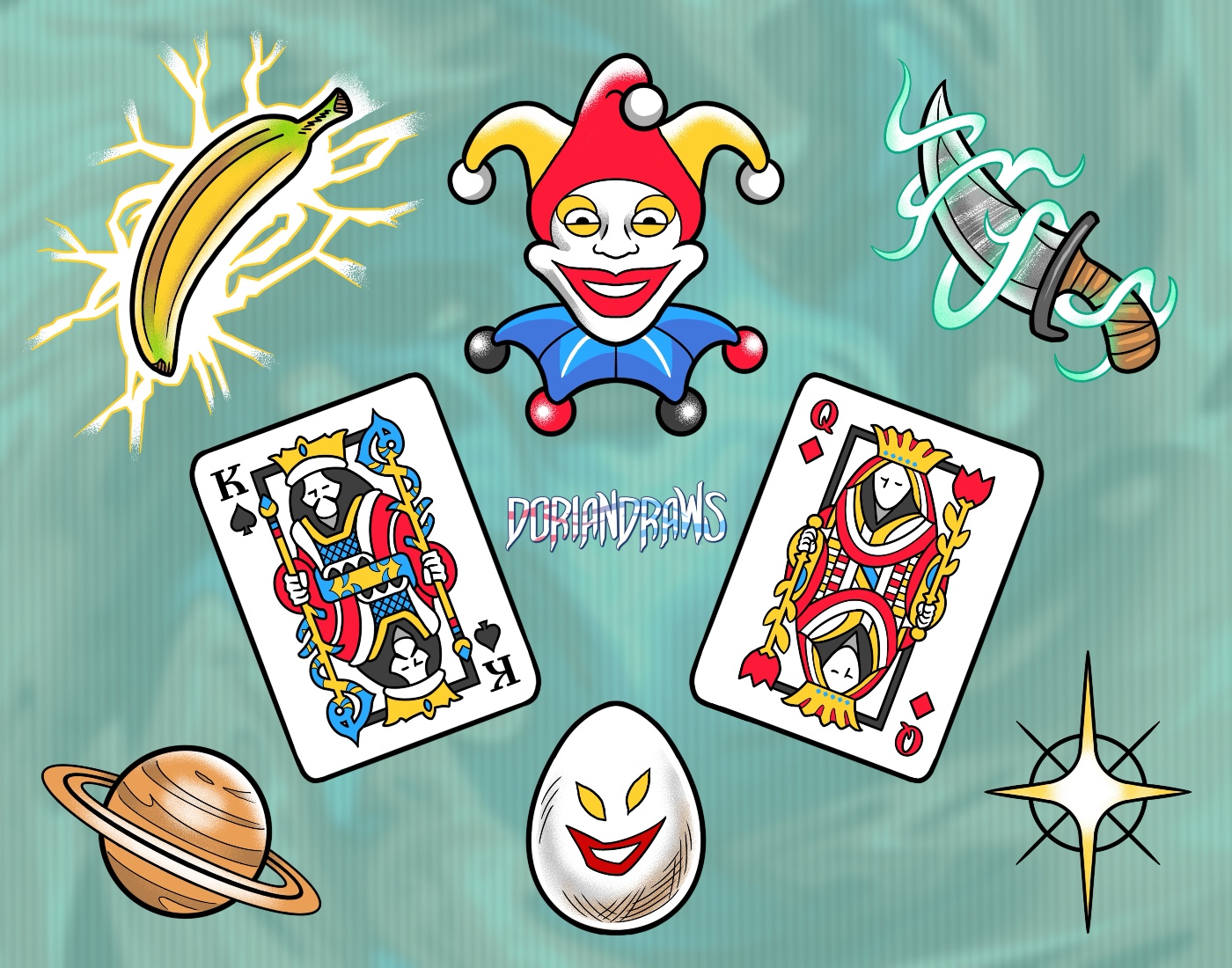 lucky card Balatro video game tattoo flash designs