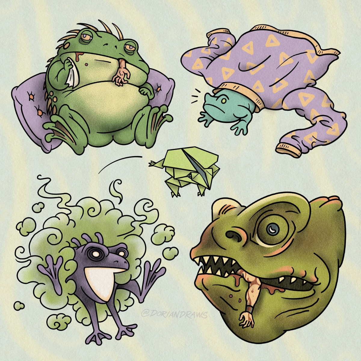 MTG frogs tattoo flash designs