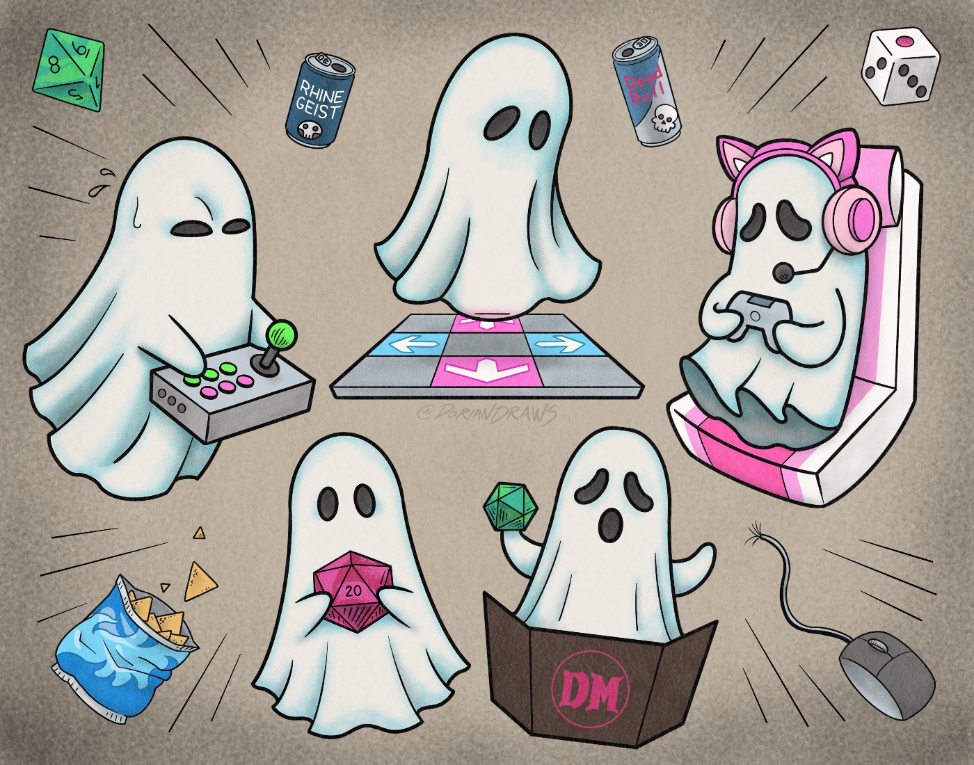 gamer ghost tattoo flash designs