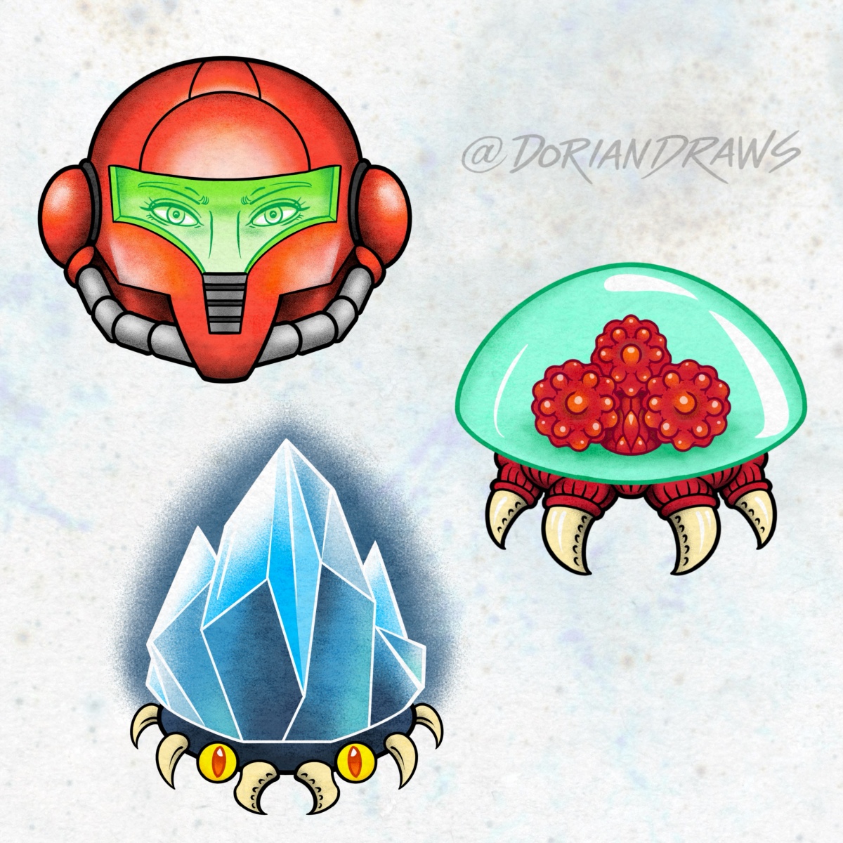 Metroid Samus video game tattoo flash designs